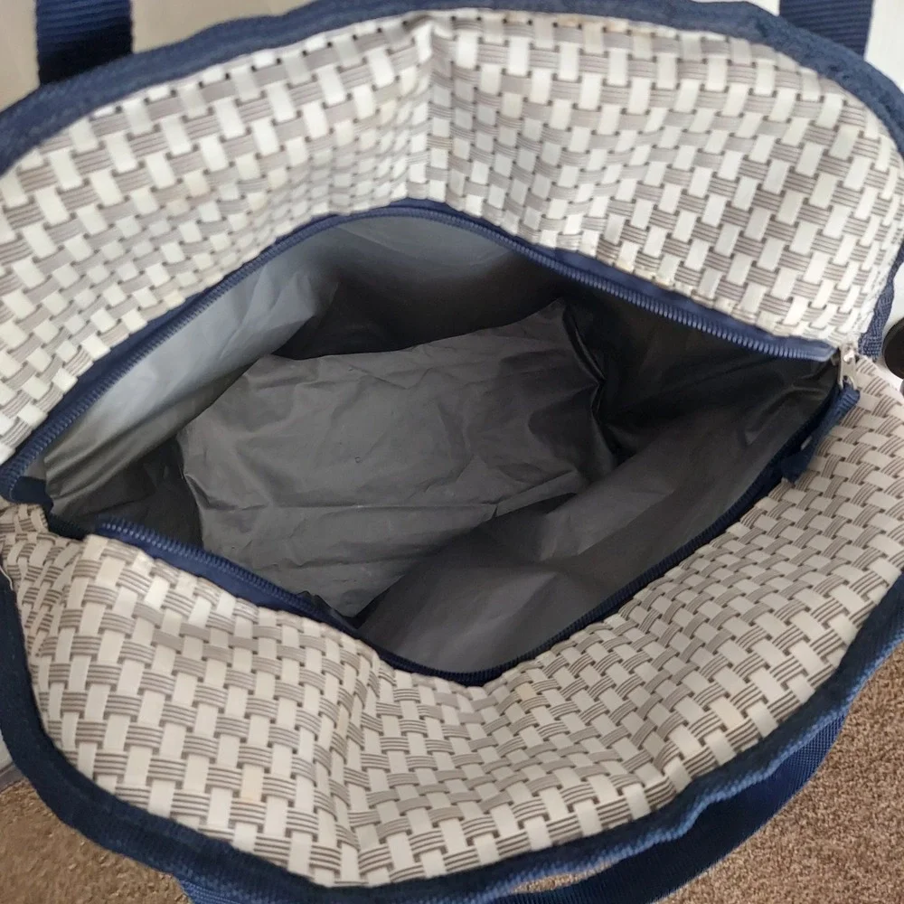 Mercedes Benz Insulated Cooler Bag Navy Blue Woven Picnic Tote Shoulder Strap